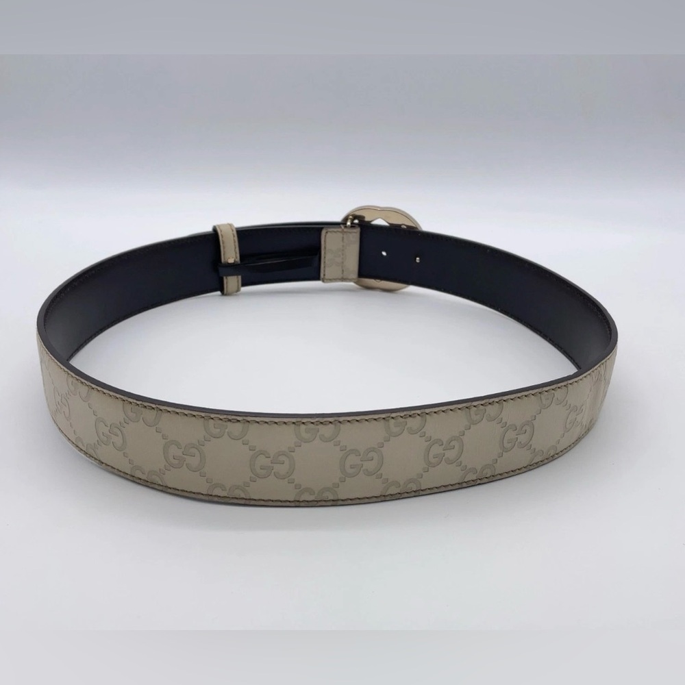 Auth GUCCI Interlocking G Guccissima Leather Ivory 85/34 Belt W/Dust bag - Picture 6 of 13